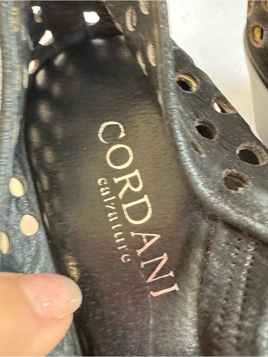 Cordani Clogs Perforated Italian Black Leather Comfort Shoes Womens 38 Lagenlook - Picture 8 of 11